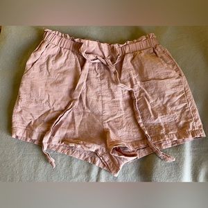 Shein Size Large Cotton Pink/Coral Womens Shorts with tie and front pockets